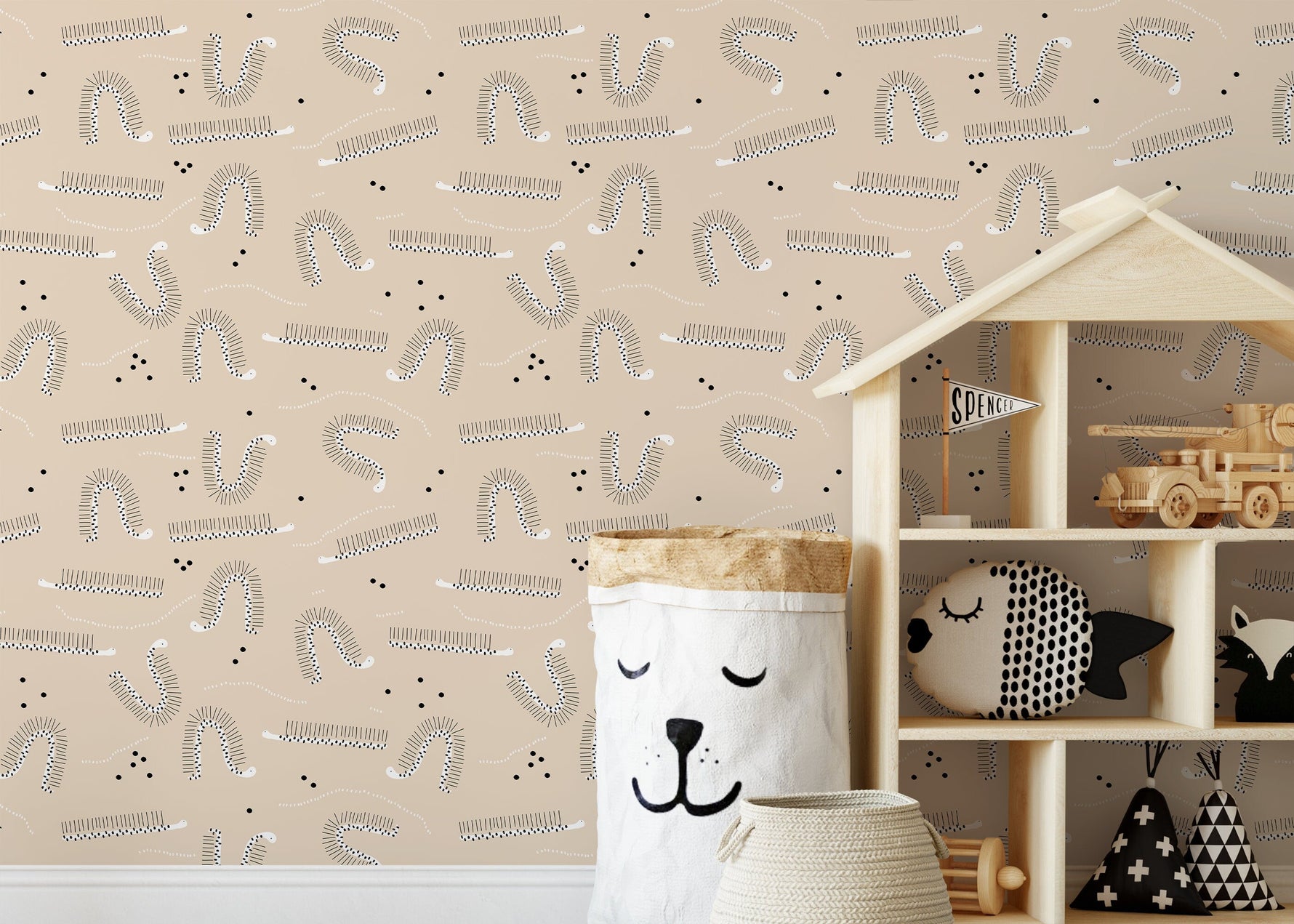 Neutral Nursery Wallpaper / Peel and Stick Wallpaper Removable Wallpaper Home Decor Wall Art Wall Decor Room Decor - D406