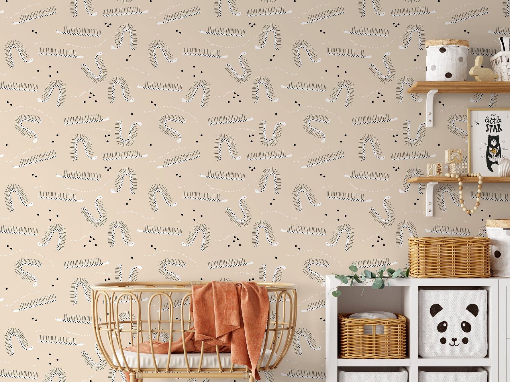 Neutral Nursery Wallpaper / Peel and Stick Wallpaper Removable Wallpaper Home Decor Wall Art Wall Decor Room Decor - D406