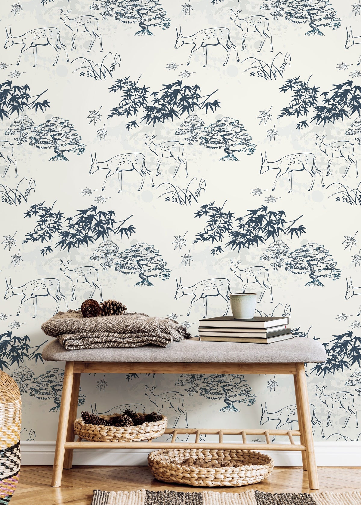 Japanese Forest Wallpaper / Peel and Stick Wallpaper Removable Wallpaper Home Decor Wall Art Wall Decor Room Decor - D496