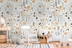 Nursery Town Map Wallpaper / Peel and Stick Wallpaper Removable Wallpaper Home Decor Wall Art Wall Decor Room Decor - D505