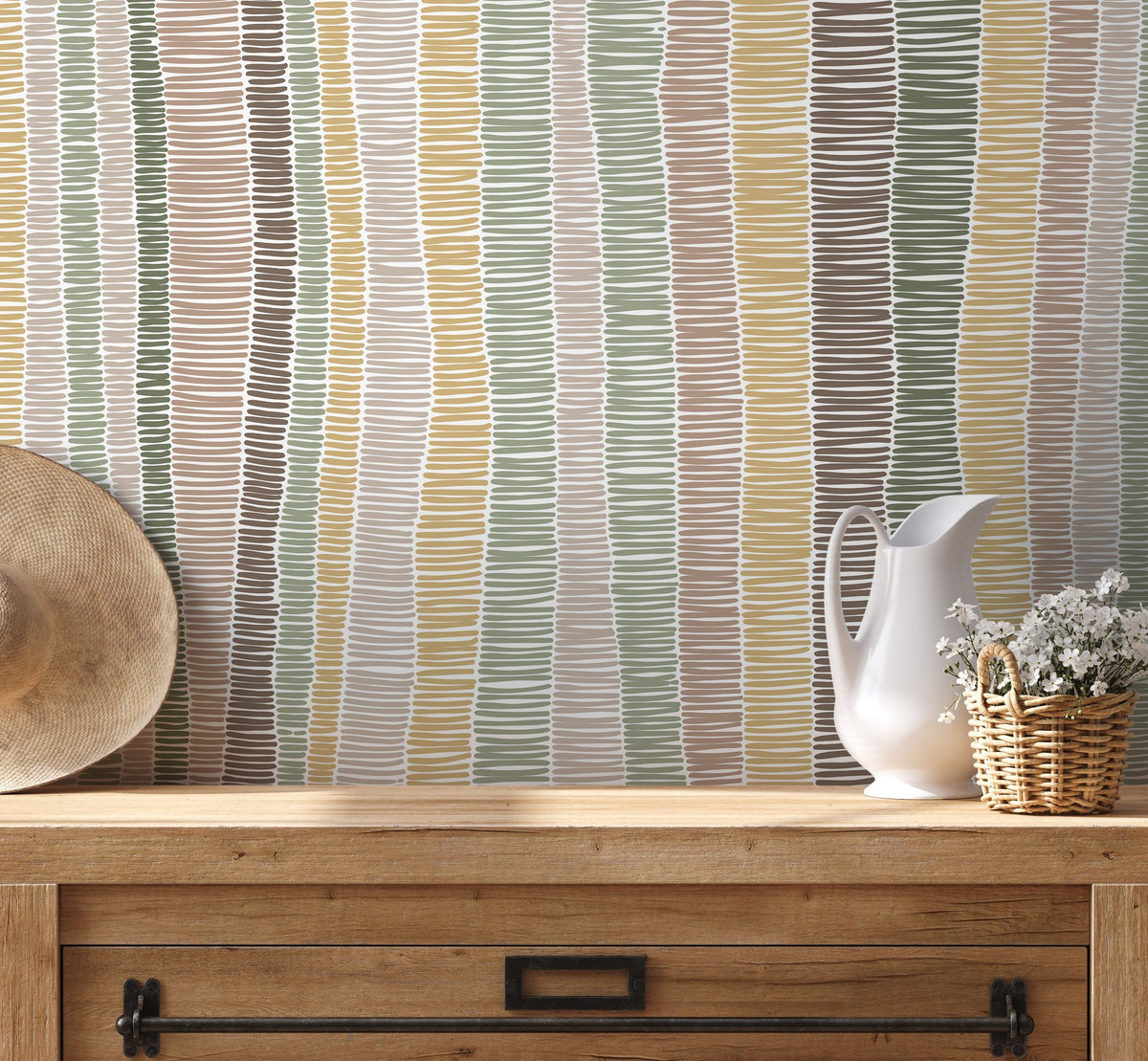 Pastel Abstract Striped Wallpaper / Peel and Stick Wallpaper Removable Wallpaper Home Decor Wall Art Wall Decor Room Decor - D510