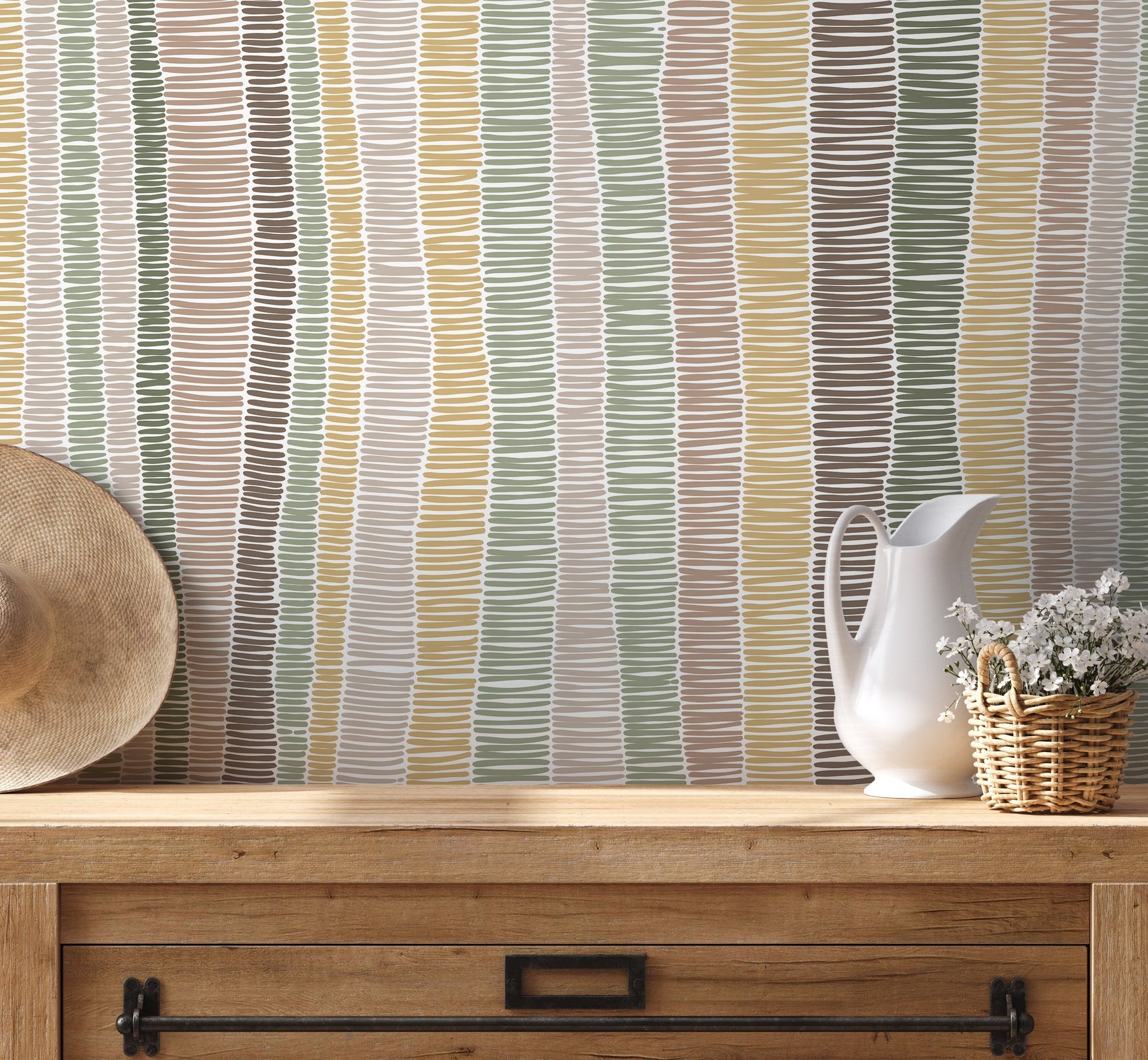 Pastel Abstract Striped Wallpaper / Peel and Stick Wallpaper Removable Wallpaper Home Decor Wall Art Wall Decor Room Decor - D510