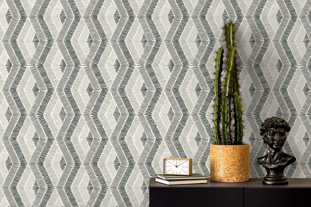 Gray Chevron Wallpaper / Peel and Stick Wallpaper Removable Wallpaper Home Decor Wall Art Wall Decor Room Decor - D511
