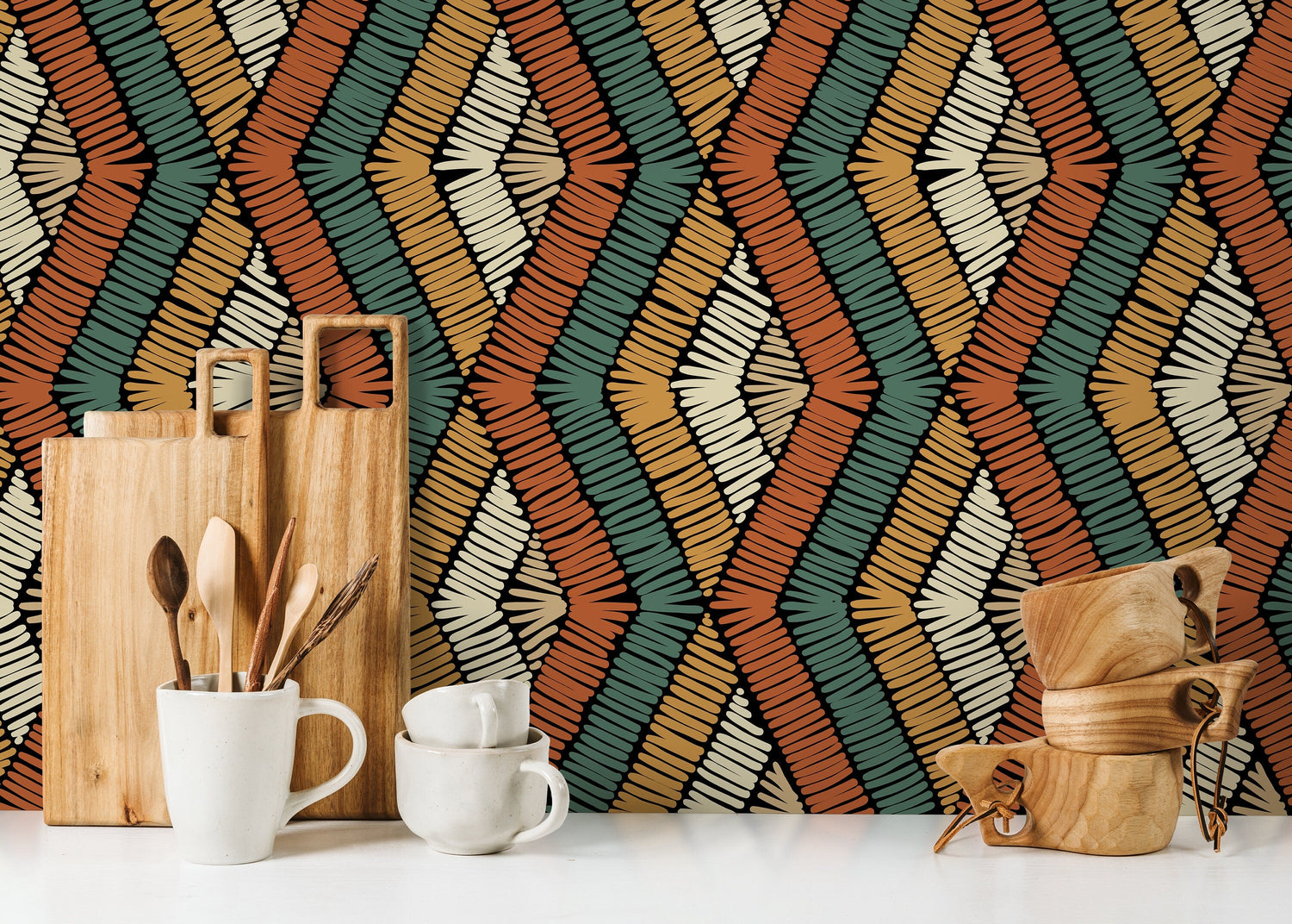 Chevron Wallpaper / Peel and Stick Wallpaper Removable Wallpaper Home Decor Wall Art Wall Decor Room Decor - D513