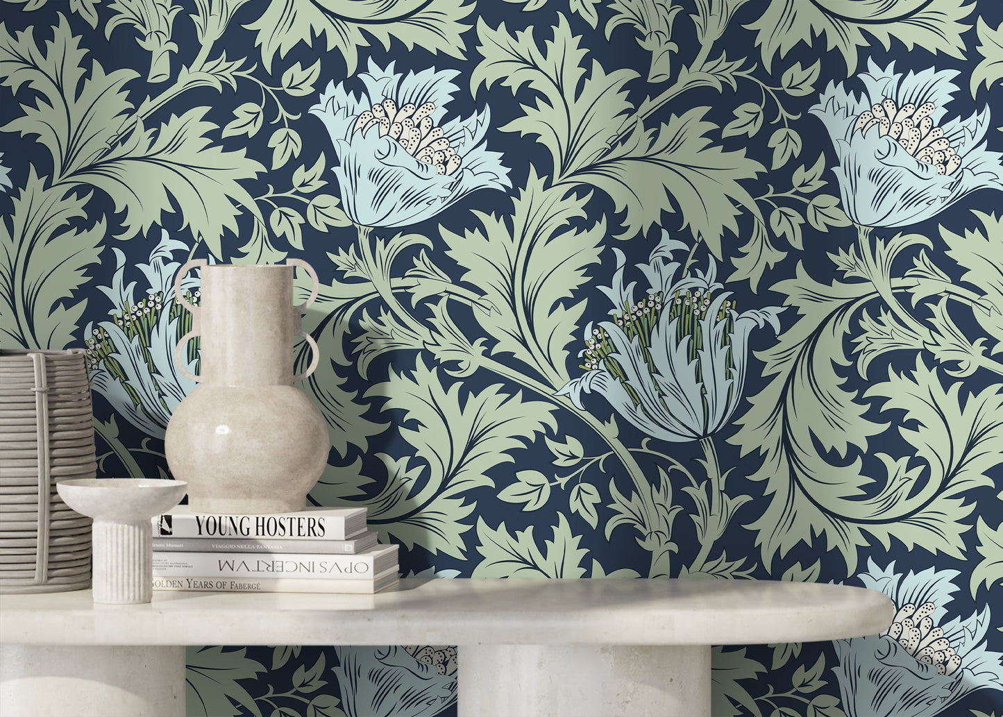 Green and Blue William Morris Wallpaper / Peel and Stick Wallpaper Removable Wallpaper Home Decor Wall Art Wall Decor Room Decor - D516