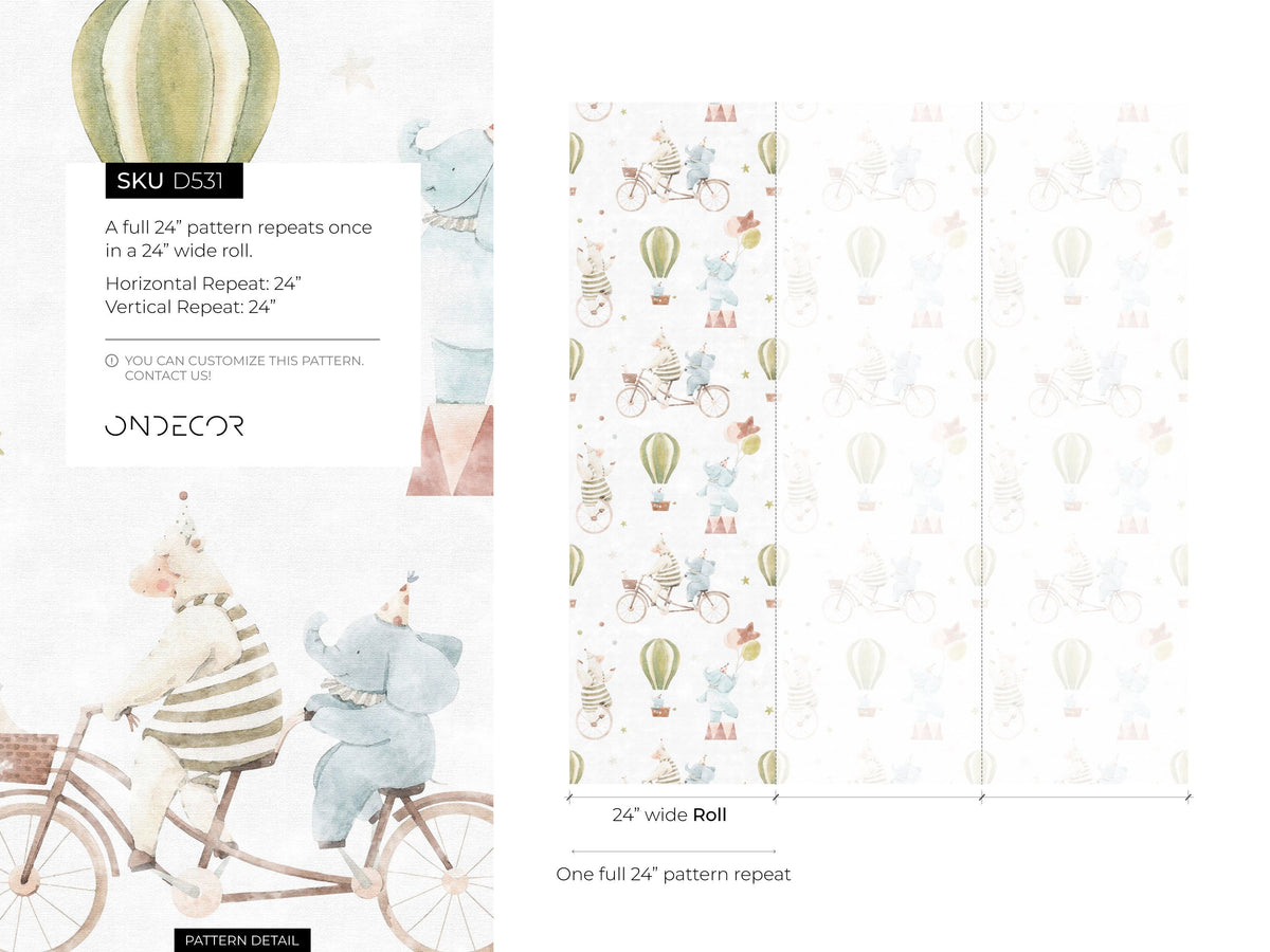 Circus Kids Wallpaper / Peel and Stick Wallpaper Removable Wallpaper Home Decor Wall Art Wall Decor Room Decor - D531