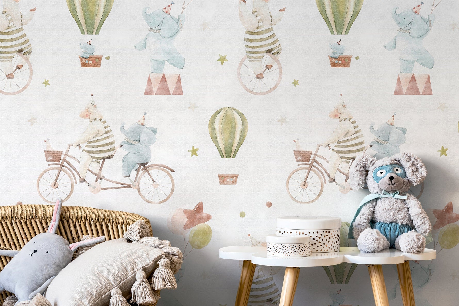 Circus Kids Wallpaper / Peel and Stick Wallpaper Removable Wallpaper Home Decor Wall Art Wall Decor Room Decor - D531