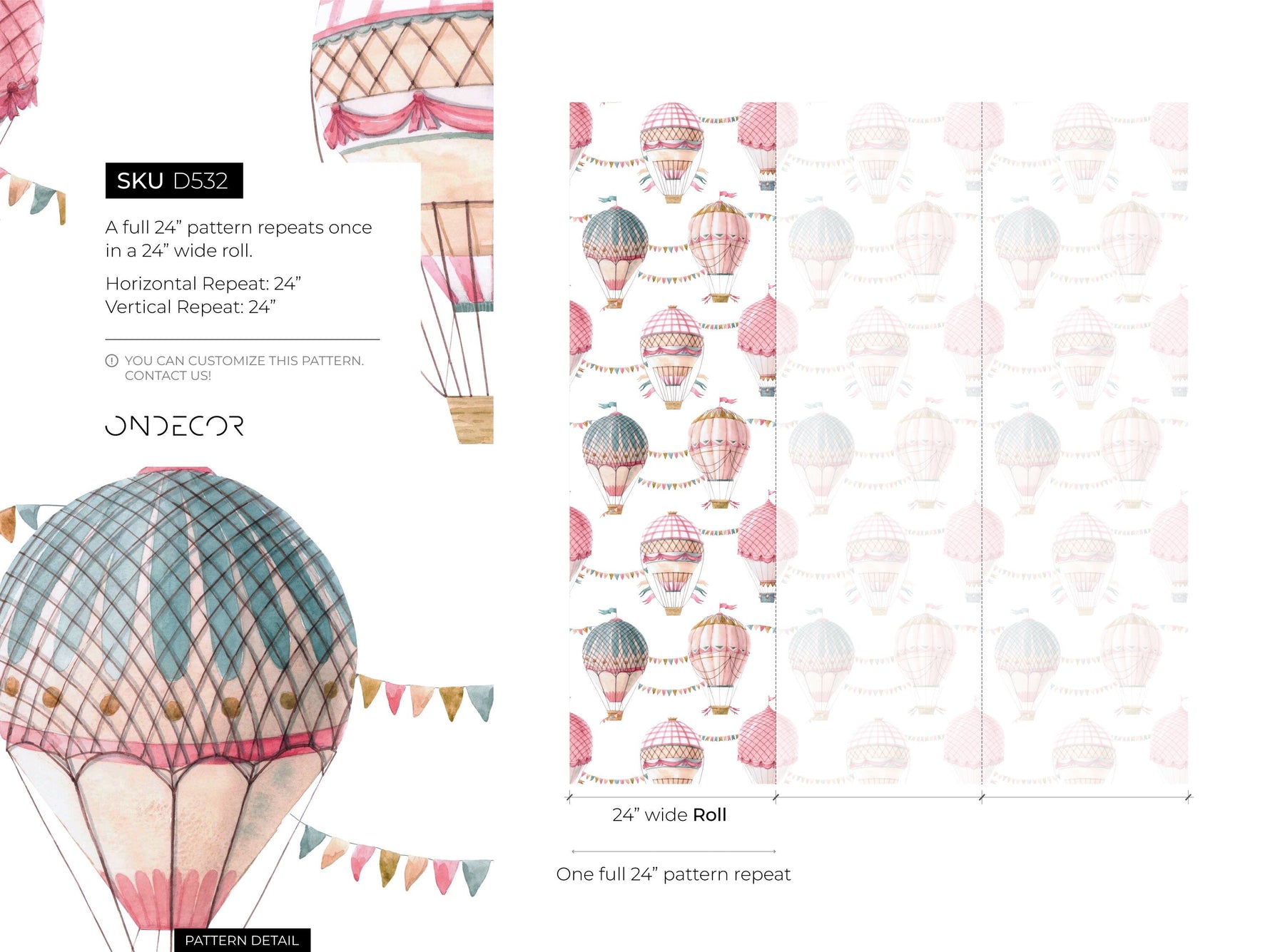 Balloon Nursery Wallpaper / Peel and Stick Wallpaper Removable Wallpaper Home Decor Wall Art Wall Decor Room Decor - D532