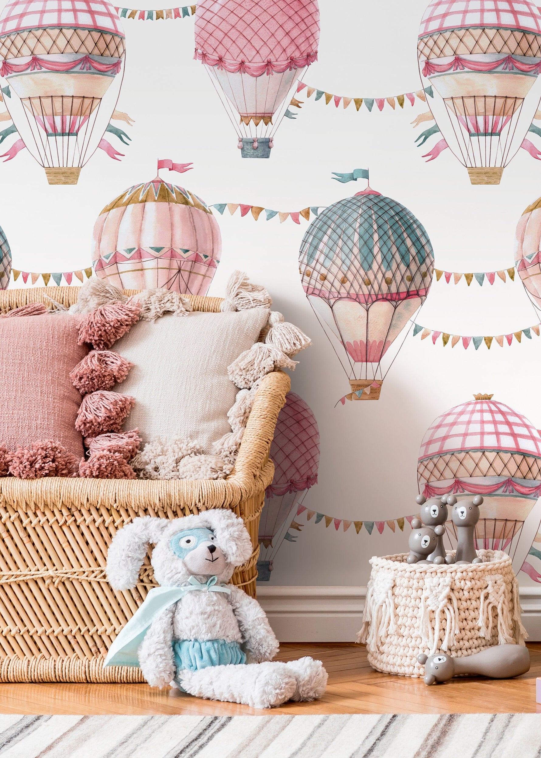 Balloon Nursery Wallpaper / Peel and Stick Wallpaper Removable Wallpaper Home Decor Wall Art Wall Decor Room Decor - D532
