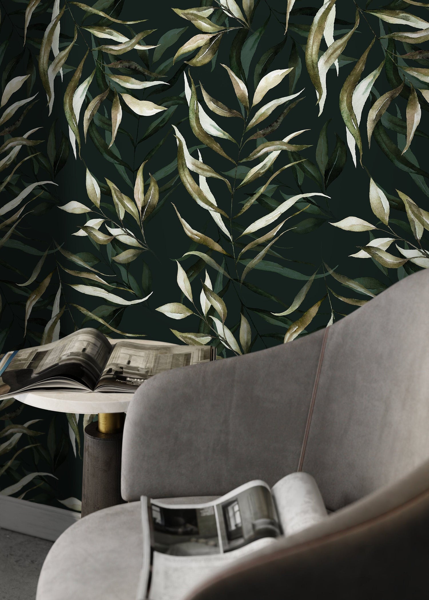 Tropical Leaf Wallpaper / Peel and Stick Wallpaper Removable Wallpaper Home Decor Wall Art Wall Decor Room Decor - D541