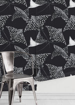Black Stingray Wallpaper / Peel and Stick Wallpaper Removable Wallpaper Home Decor Wall Art Wall Decor Room Decor - D543