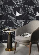 Black Stingray Wallpaper / Peel and Stick Wallpaper Removable Wallpaper Home Decor Wall Art Wall Decor Room Decor - D543