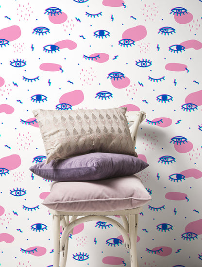 Removable Wallpaper Peel and Stick Wallpaper Wall Paper Wall - Eclectic Eyes Wallpaper - B363