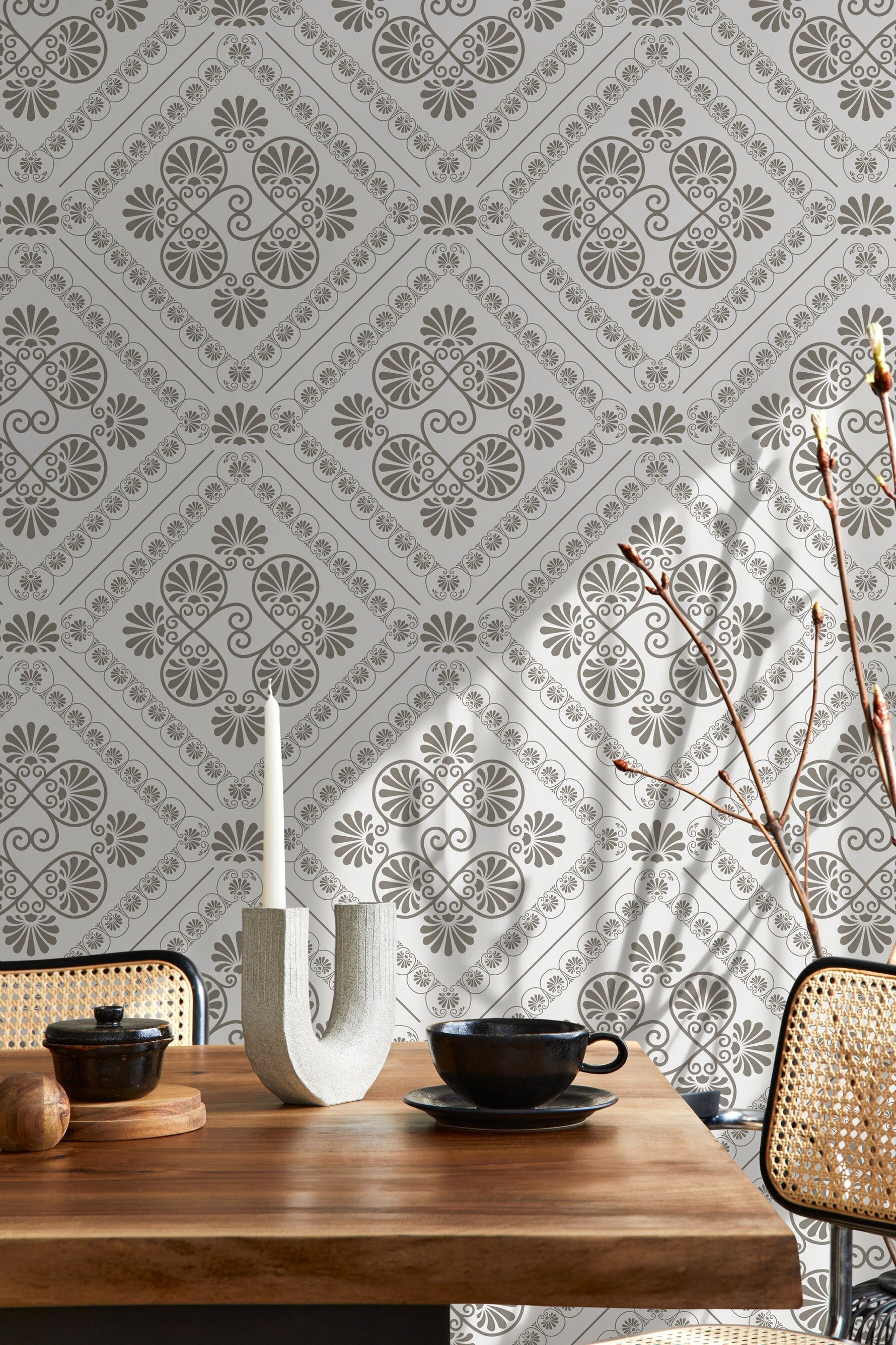 Beige Retro Tile Wallpaper / Peel and Stick Wallpaper Removable Wallpaper Home Decor Wall Art Wall Decor Room Decor - D134