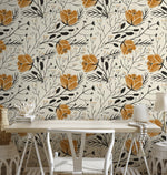 Floral Boho Wallpaper / Peel and Stick Wallpaper Removable Wallpaper Home Decor Wall Art Wall Decor Room Decor - D150