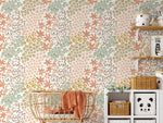 Cute Floral Hand Drawing Wallpaper / Peel and Stick Wallpaper Removable Wallpaper Home Decor Wall Art Wall Decor Room Decor - D166