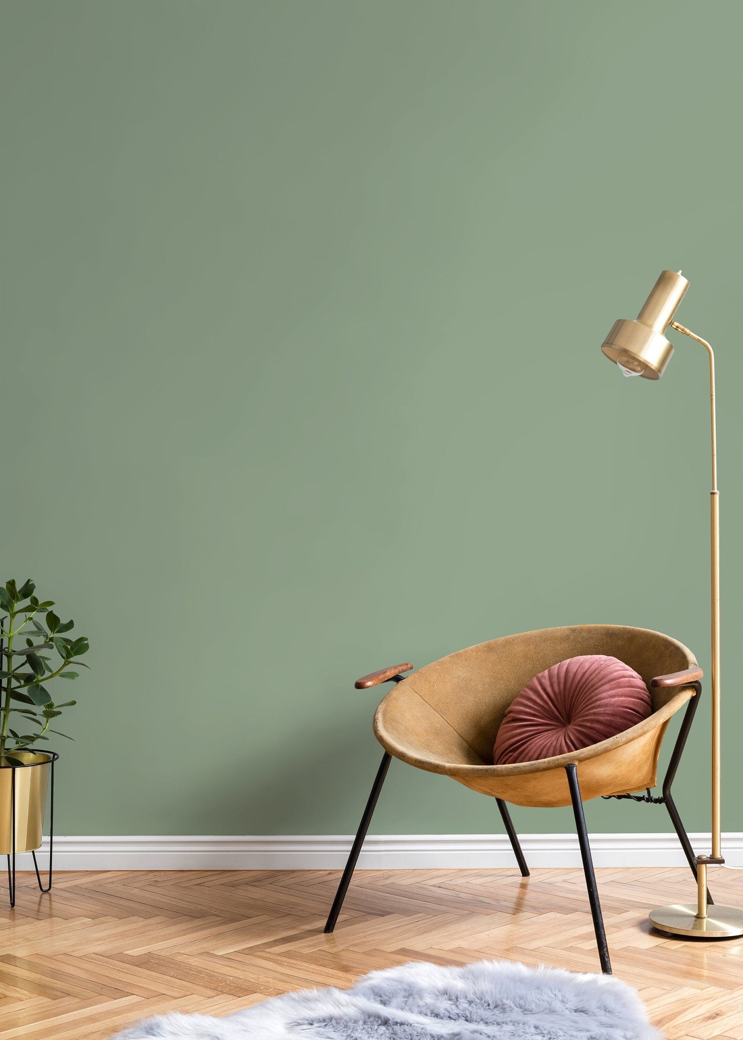 Laurel Green Wallpaper / Solid Color / Peel and Stick Wallpaper Removable Wallpaper Home Decor Wall Art Wall Decor Room Decor - D473