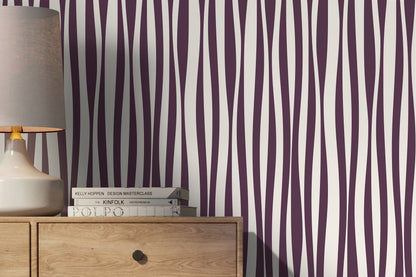 Purple Abstract Striped Wallpaper / Peel and Stick Wallpaper Removable Wallpaper Home Decor Wall Art Wall Decor Room Decor - D485