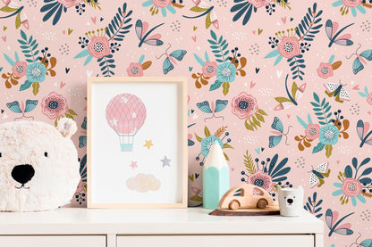 Removable Wallpaper Peel and Stick Wallpaper Wall Paper - Floral Wallpaper - Rainbow Wallpaper - B512
