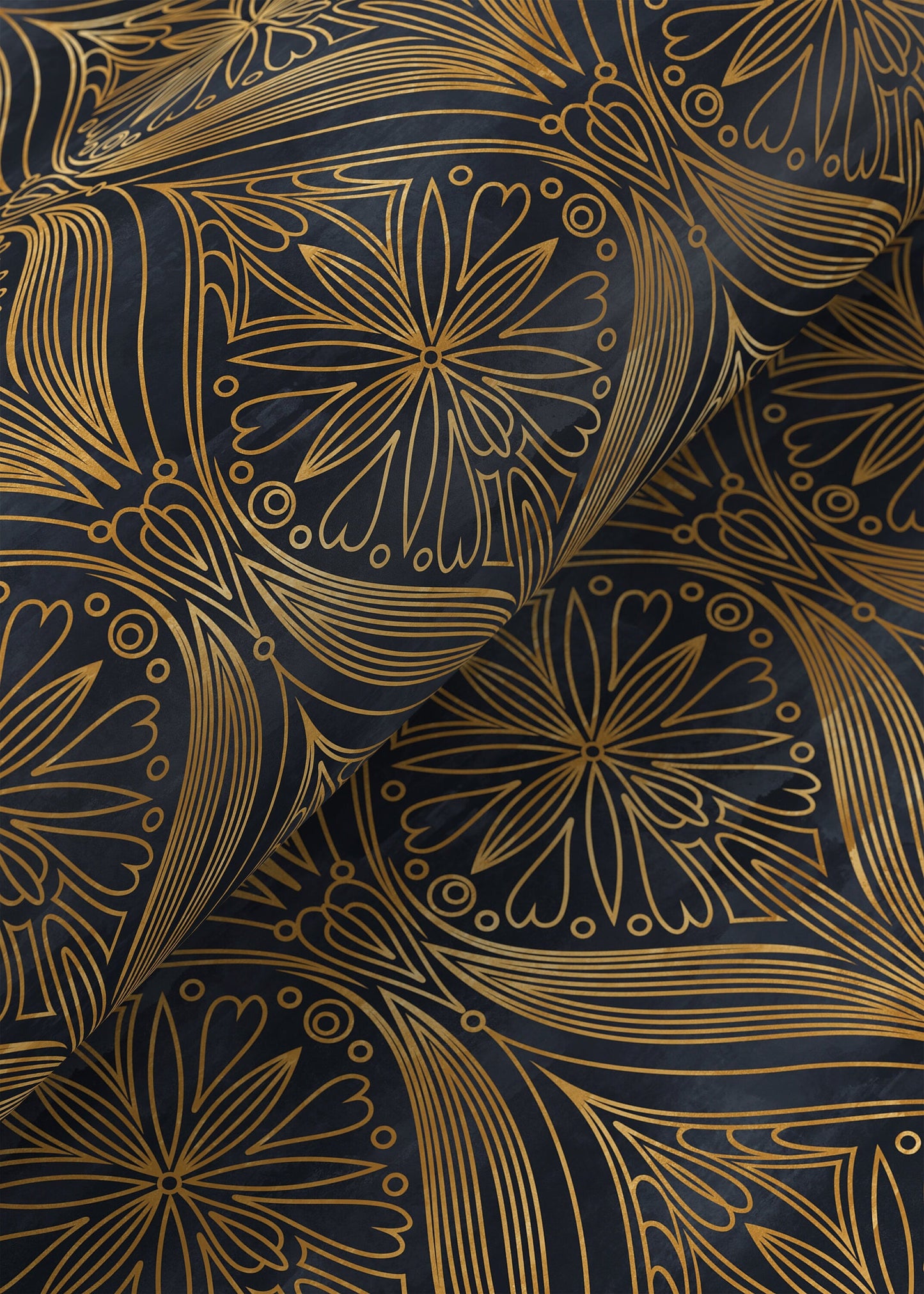 Removable Wallpaper Peel and Stick Wallpaper Wall Paper Wall Mural - Art Deco Black and Non-Metalic Yellow Gold Color - B520