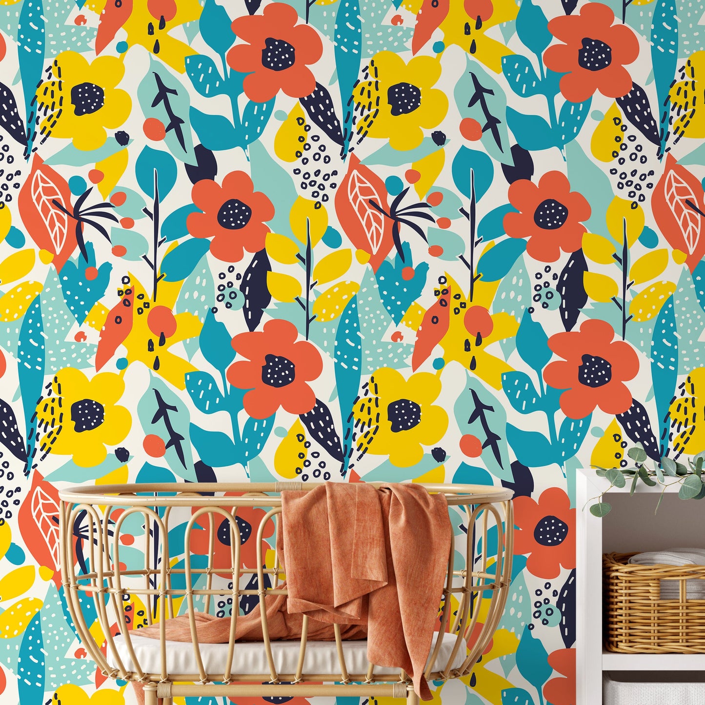Colorful Garden Removable Wallpaper Wall Paper Wall - Abstract Pop Wallpaper - B991