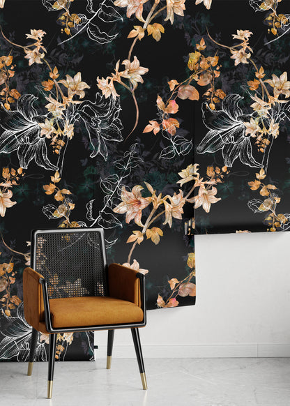 Flower Wallpaper - Removable Wallpaper Peel and Stick Wallpaper Wall Paper Wall - B272