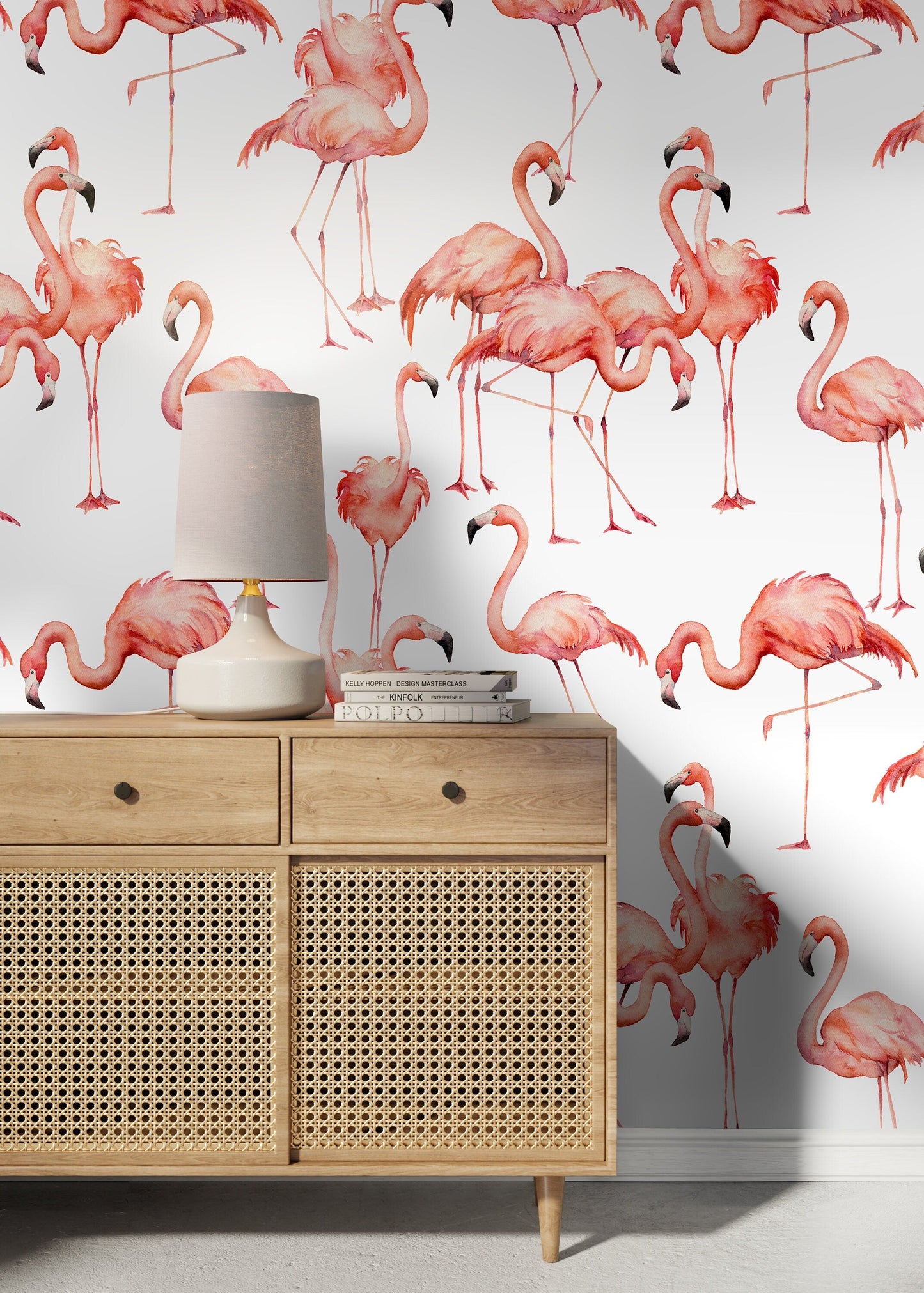 Watercolor Flamingos Wallpaper - Removable Wallpaper Peel and Stick Wallpaper Wall Paper Wall - B323