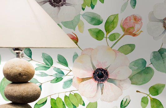 Watercolor Cute Flowers Wallpaper - Removable Wallpaper Peel and Stick Wallpaper Wall Paper - B350