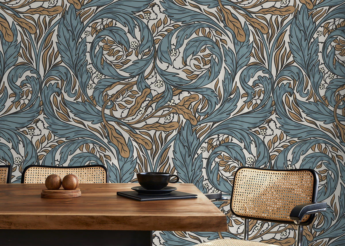 Ornamental Garden Wallpaper / Peel and Stick Wallpaper Removable Wallpaper Home Decor Wall Art Wall Decor Room Decor - D489