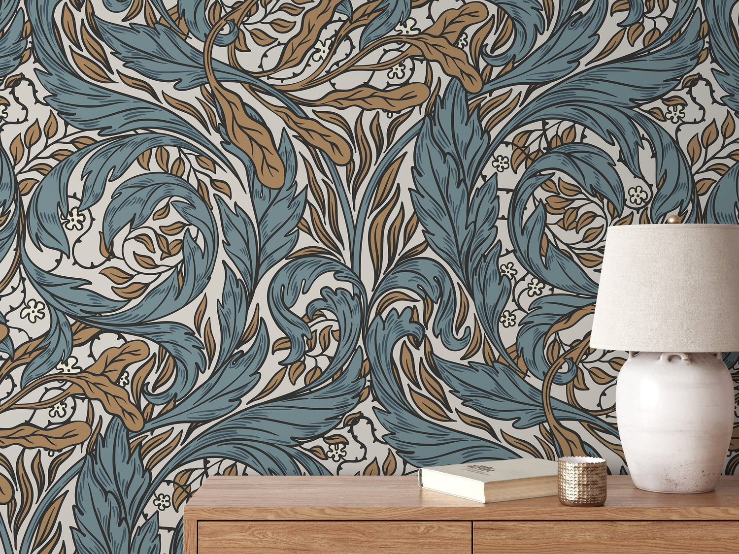 Ornamental Garden Wallpaper / Peel and Stick Wallpaper Removable Wallpaper Home Decor Wall Art Wall Decor Room Decor - D489