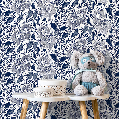 Ornamental Flowers Wallpaper - Removable Wallpaper Peel and Stick Wallpaper Wall Paper - C293