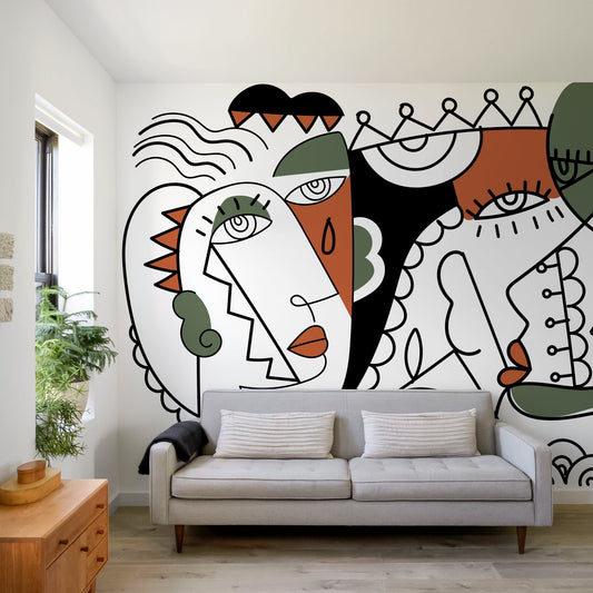 Abstract Cubism Art Wallpaper Modern Mural Peel and Stick Wallpaper Home Decor - D564