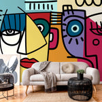 Colorful Cubism Art Wallpaper Abstract Modern Mural Peel and Stick Wallpaper Home Decor - D566