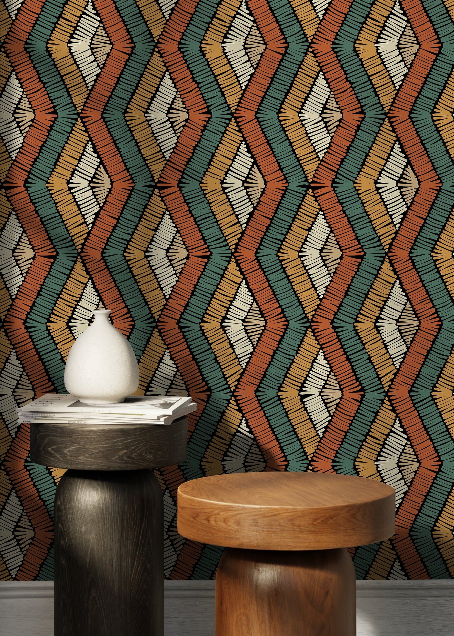 Chevron Wallpaper / Peel and Stick Wallpaper Removable Wallpaper Home Decor Wall Art Wall Decor Room Decor - D513