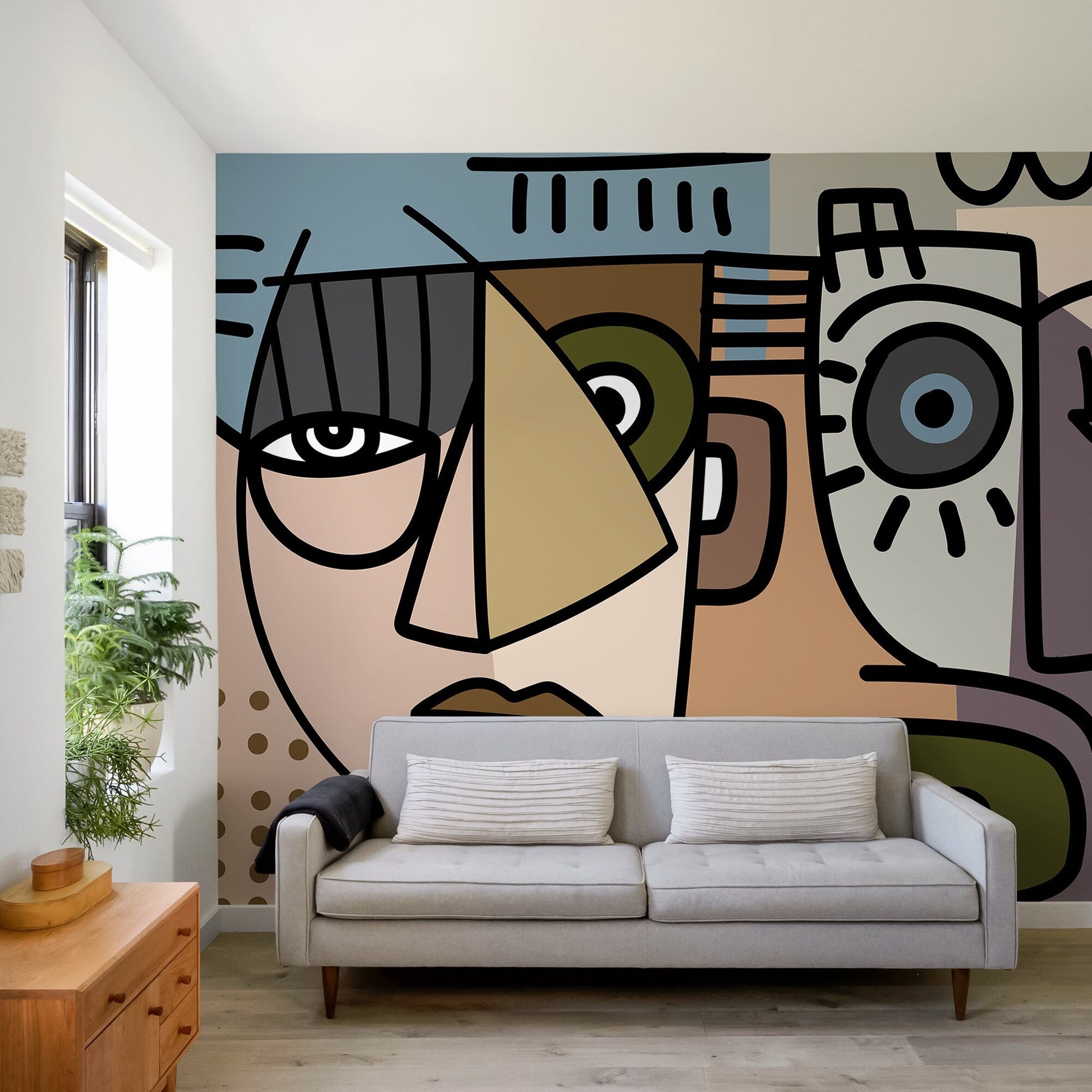 Cubism Art Wallpaper Abstract Modern Mural Peel and Stick Wallpaper Home Decor - D567