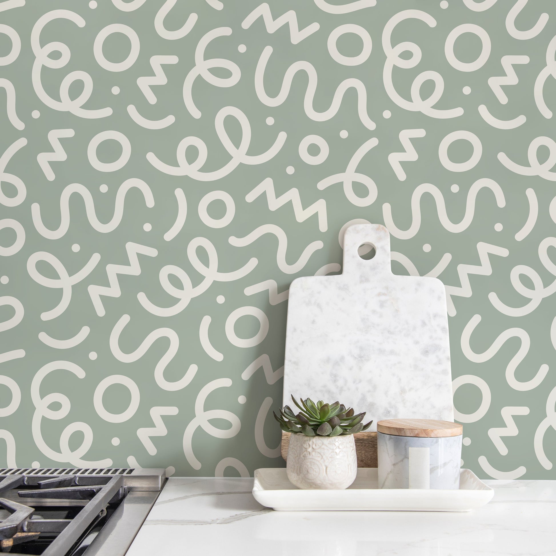 Green Abstract Wallpaper Modern Wallpaper Peel and Stick Wallpaper Home Decor - D573