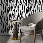 Black and White Abstract Leaf Wallpaper Modern Wallpaper Peel and Stick and Traditional Wallpaper - D607