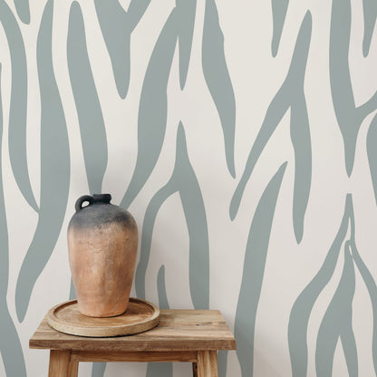 Light Blue Abstract Leaf Wallpaper Modern Wallpaper Peel and Stick and Traditional Wallpaper - D610