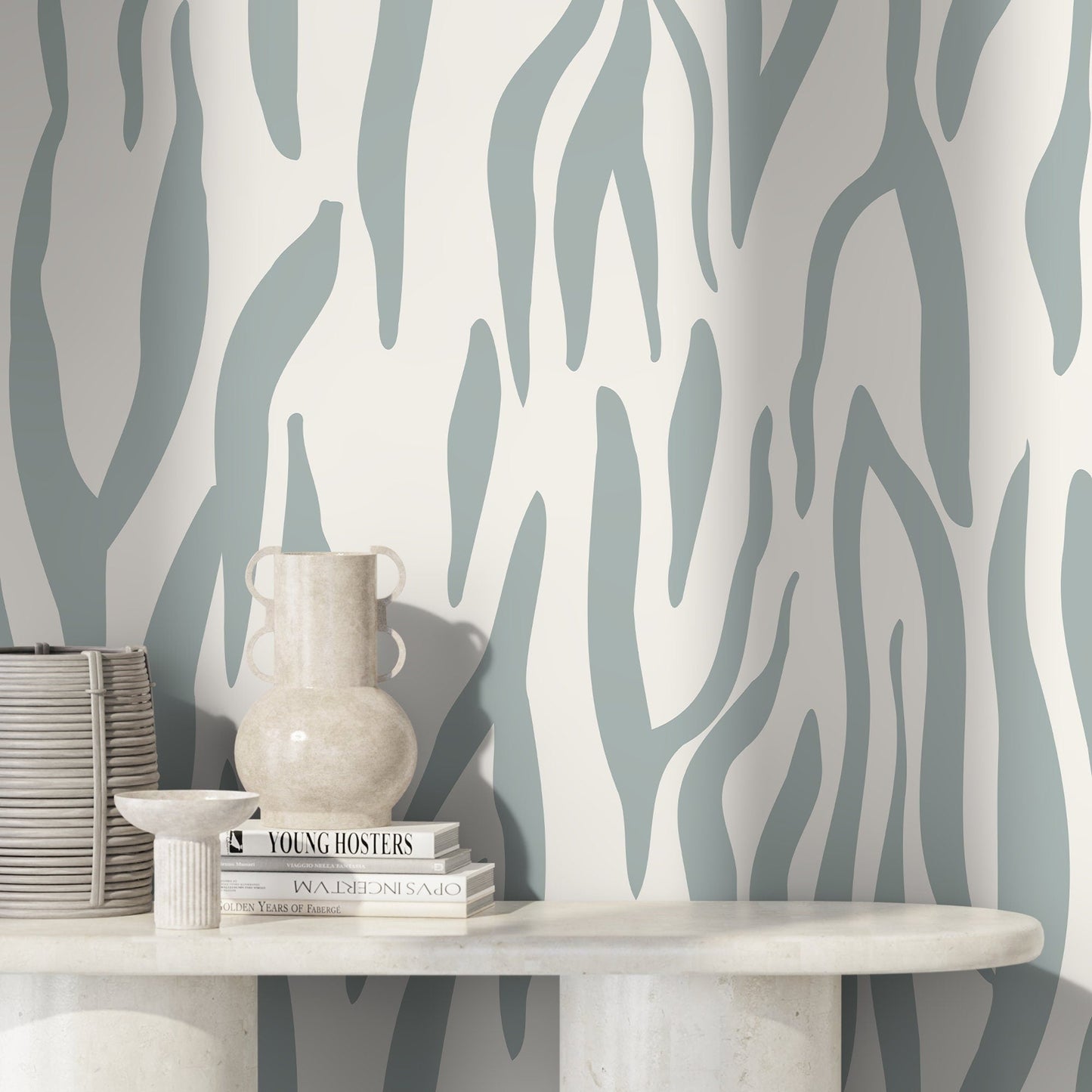 Light Blue Abstract Leaf Wallpaper Modern Wallpaper Peel and Stick and Traditional Wallpaper - D610