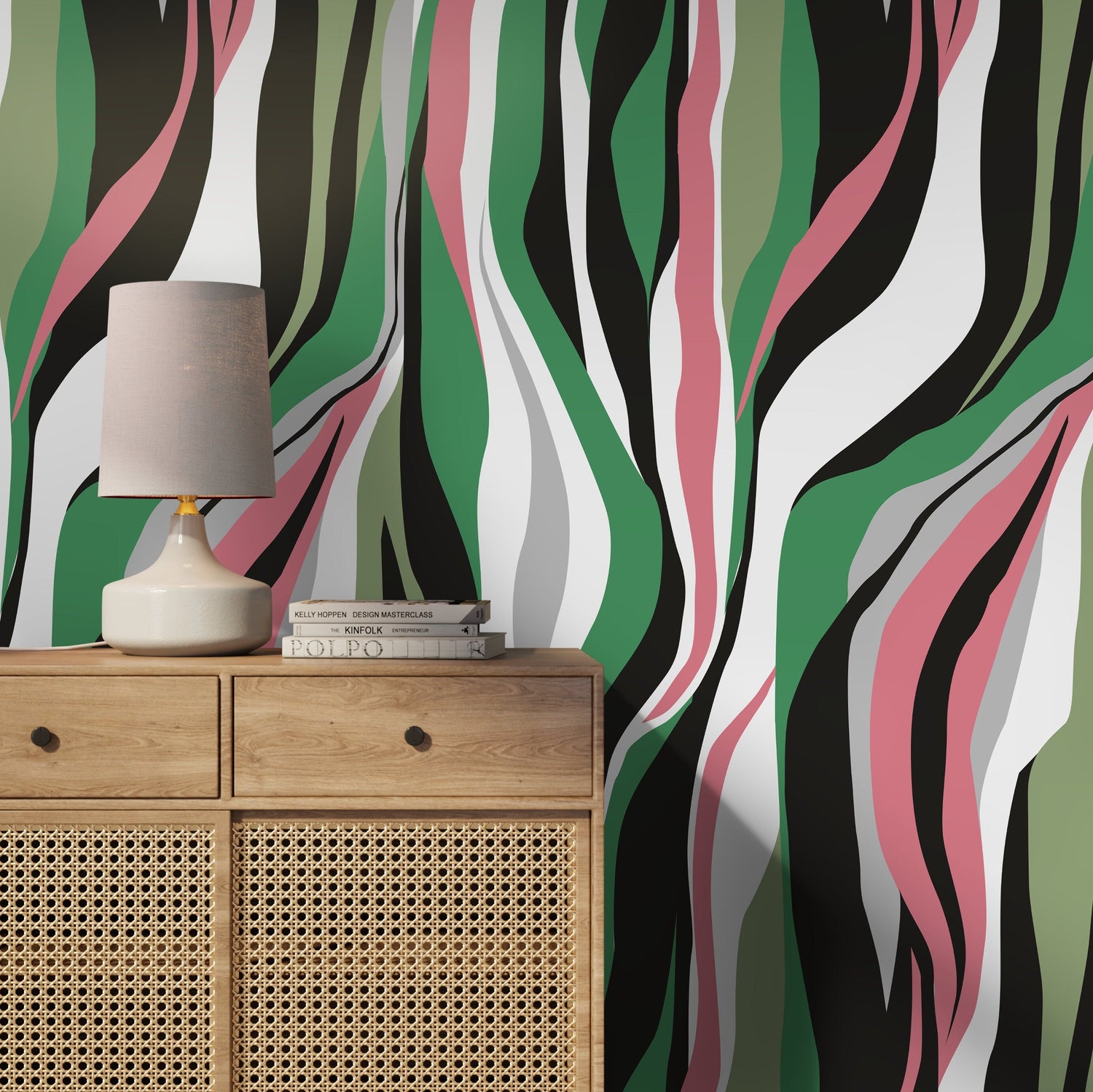 Colorful Abstract Waves Wallpaper Maximalist Wallpaper Peel and Stick and Traditional Wallpaper - D611
