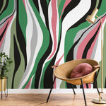 Colorful Abstract Waves Wallpaper Maximalist Wallpaper Peel and Stick and Traditional Wallpaper - D611