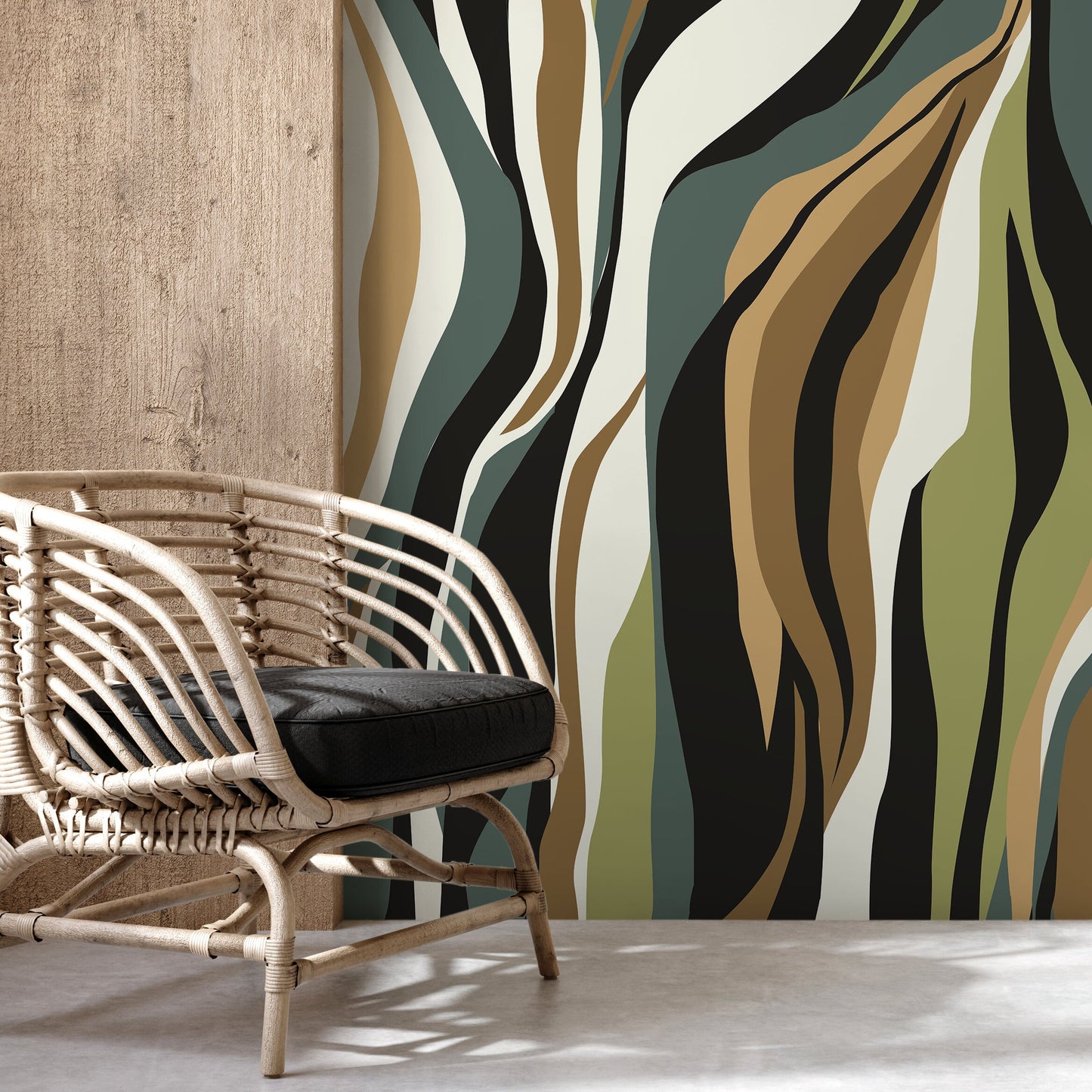 Modern Abstract Waves Wallpaper Maximalist Wallpaper Peel and Stick and Traditional Wallpaper - D613