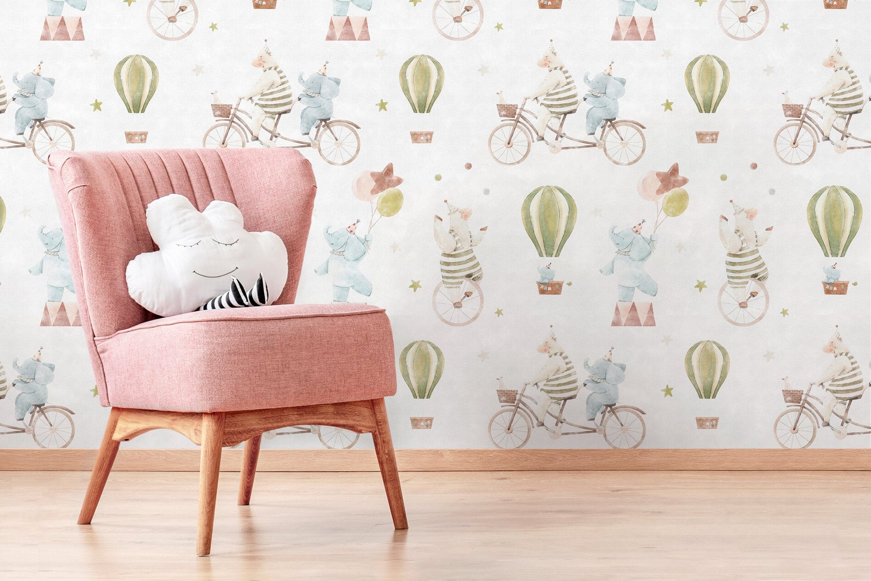 Circus Kids Wallpaper / Peel and Stick Wallpaper Removable Wallpaper Home Decor Wall Art Wall Decor Room Decor - D531