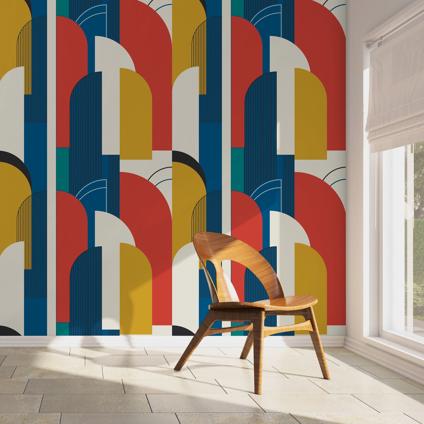 Colorful Geometric Wallpaper Contemporary Art Wallpaper Peel and Stick and Traditional Wallpaper - D620