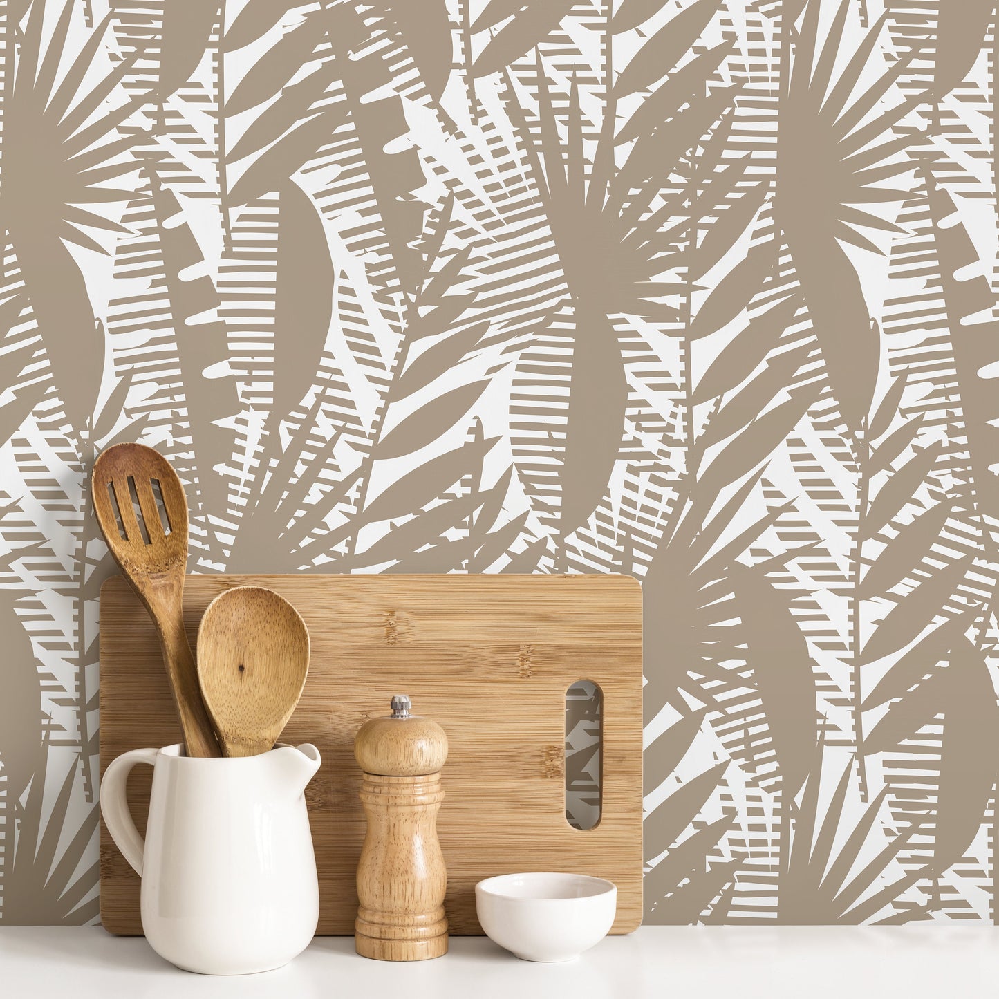 Wallpaper Peel and Stick Wallpaper Removable Wallpaper Home Decor Wall Art Wall Decor Room Decor / Abstract Beige Leaves Wallpaper - C402