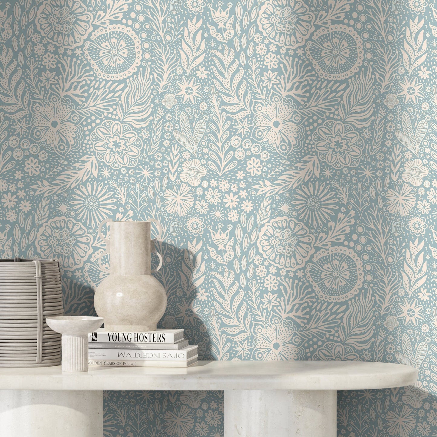 Wallpaper Peel and Stick Wallpaper Removable Wallpaper Home Decor Wall Art Wall Decor Room Decor / Floral Blue Wallpaper - C435