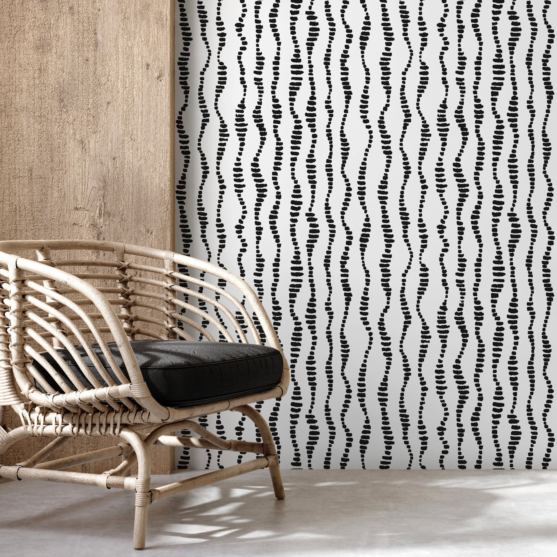 Wallpaper Peel and Stick Wallpaper Removable Wallpaper Home Decor Wall Art Wall Decor Room Decor / Black and White Boho Wallpaper - C535