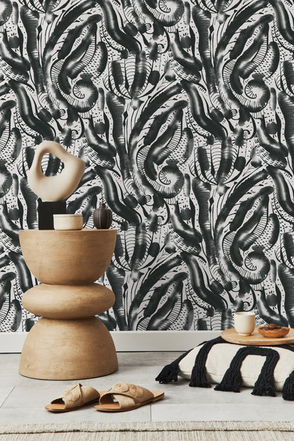 Black and White Abstract Wallpaper / Peel and Stick Wallpaper Removable Wallpaper Home Decor Wall Art Wall Decor Room Decor - D539