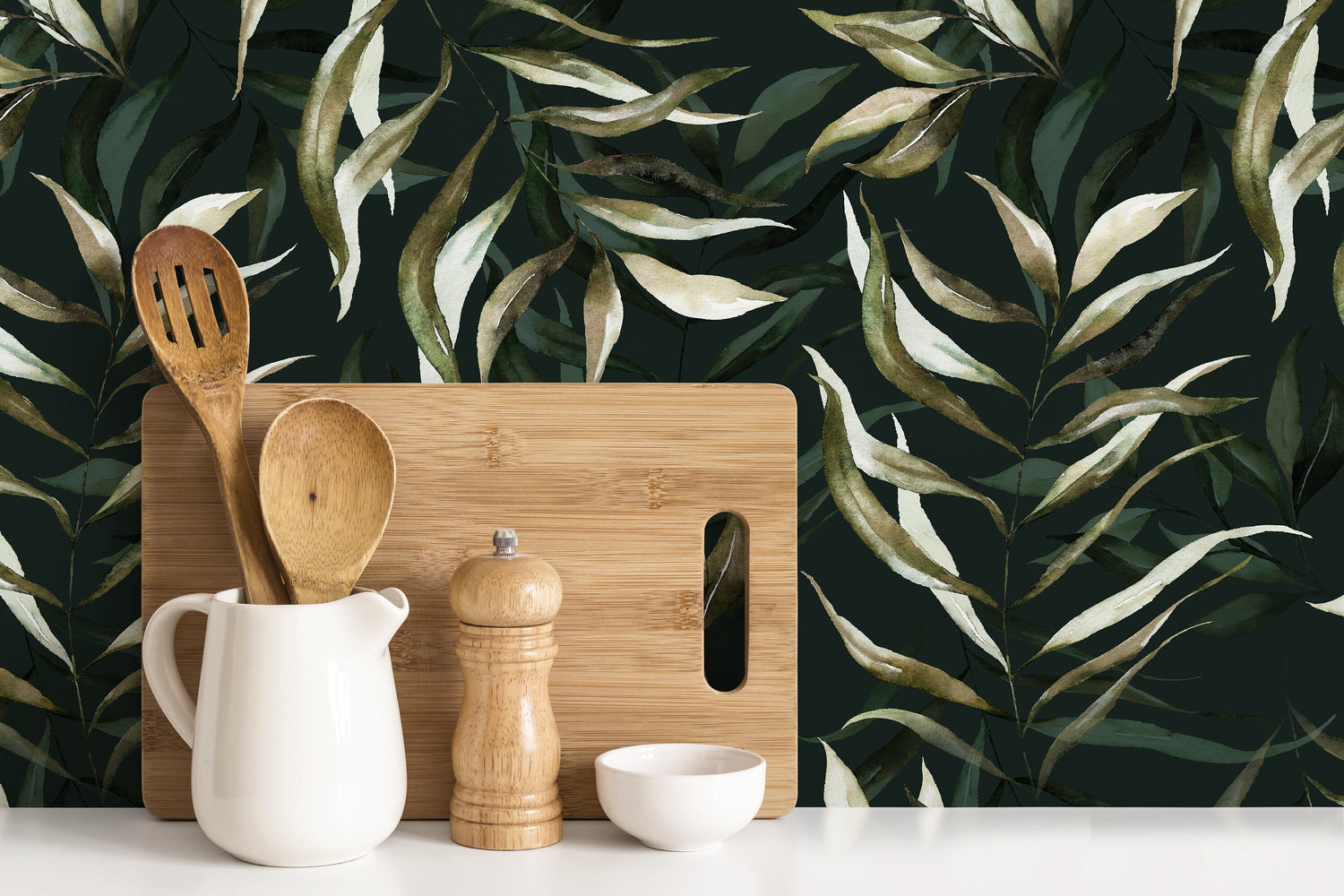 Tropical Leaf Wallpaper / Peel and Stick Wallpaper Removable Wallpaper Home Decor Wall Art Wall Decor Room Decor - D541