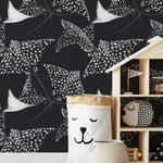 Black Stingray Wallpaper / Peel and Stick Wallpaper Removable Wallpaper Home Decor Wall Art Wall Decor Room Decor - D543